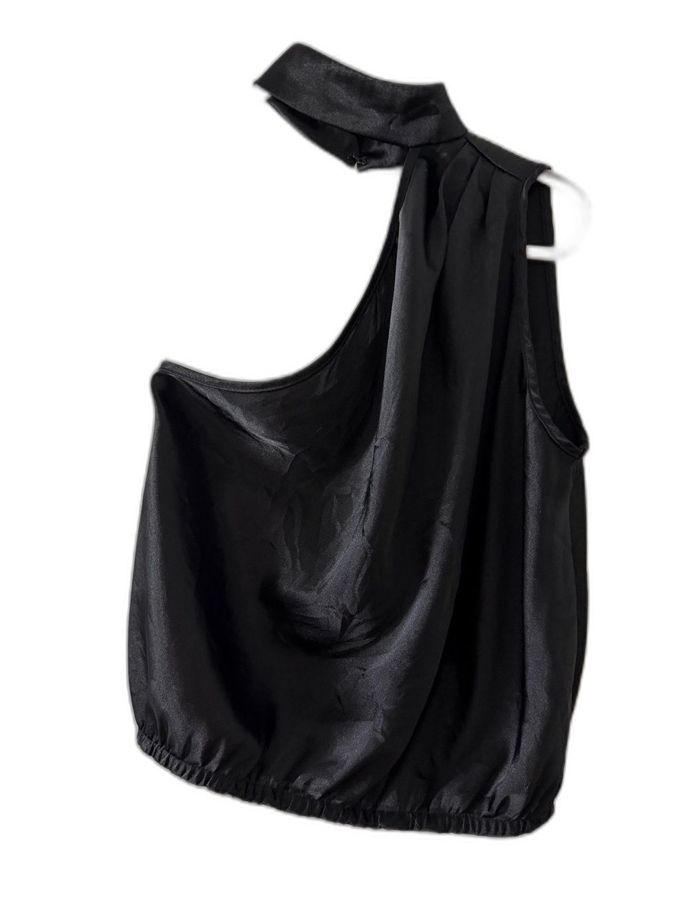 Express Black Satin One Shoulder Choker Top Medium Party Cocktail